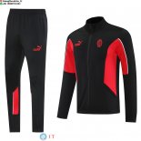 Giacca Lunga Zip Set Completo AC Milan 25-26 Nero Rosso