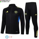 Giacca Set Completo Lunga Zip Manchester united 25-26 Nero Giallo Blu
