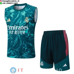 Senza Maniche Set Completo Maglia Real Madrid 2026/2027 Verde Bianco Rosa