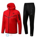 Giacca Felpa Cappuccio Set Completo Nike 22-23 Rosso Nero