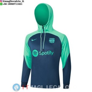 Giacca Felpa Cappuccio Barcellona 23-24 Verde Blu