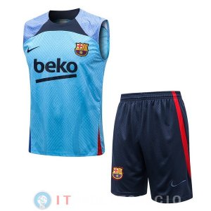 Senza Maniche Set Completo Maglia Barcellona 2022/2023 Blu Rosso