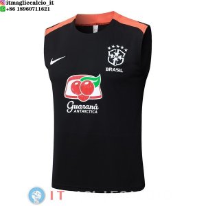 Senza Maniche Maglia Brasile 2026 Nero Arancione