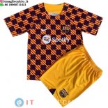 Formazione Bambino Set Completo Maglia Barcellona 2023/2024 Arancione Giallo