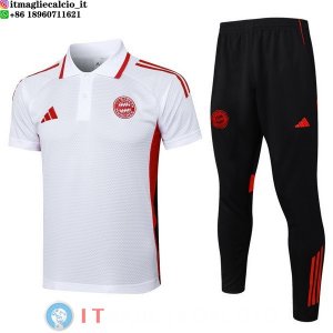 POLO Maglia Set Completo Bayern Monaco 2025/2026 Bianco Rosso Nero
