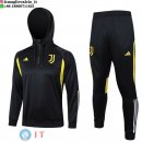 Giacca Felpa Cappuccio Set Completo Bambino Juventus 23-24 Nero Bianco Giallo