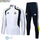 Giacca Lunga Zip Set Completo Real Madrid 25-26 Bianco Nero Verde