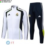 Giacca Lunga Zip Set Completo Real Madrid 25-26 Bianco Nero Verde