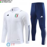 Giacca Set Completo Lunga Zip Italia 2023 Bianco Blu Navy