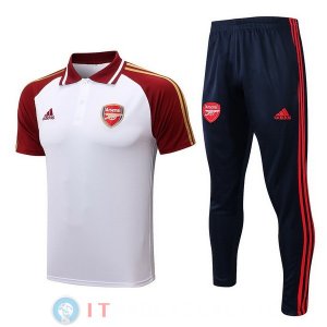 POLO Maglia Set Completo Arsenal 2022/2023 Bianco Rosso Nero