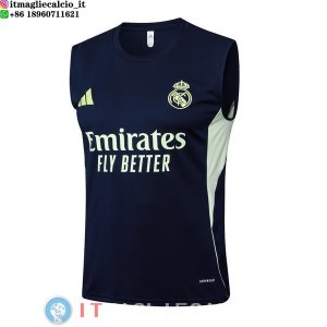 Senza Maniche Maglia Real Madrid 2025/2026 Blu Navy I Verde