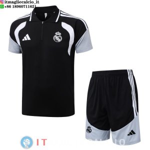 POLO Maglia Set Completo Real Madrid 2026/2027 Nero Grigio