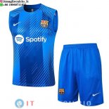 Senza Maniche Set Completo Maglia Barcellona 2023/2024 Blu Bianco