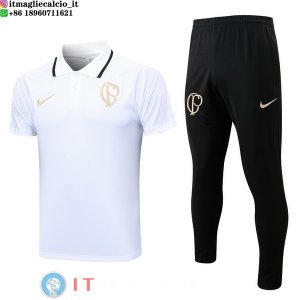 POLO Maglia Set Completo Corinthians Paulista 2023/2024 Bianco Nero