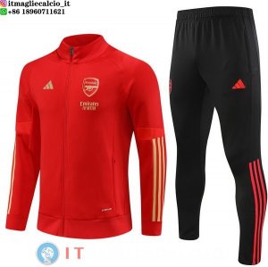 Giacca Set Completo Lunga Zip Arsenal 23-24 Rosso Nero