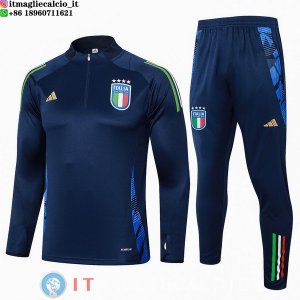 Felpa Da Allenamento Set Completo Italia 2024 Blu Navy