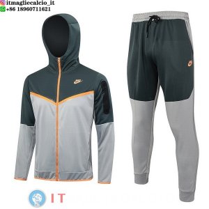 Giacca Felpa Cappuccio Set Completo Nike 2023 Verde Grigio