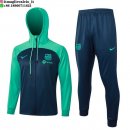 Giacca Felpa Cappuccio Set Completo Bambino Barcellona 23-24 Verde I Blu