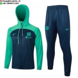 Giacca Felpa Cappuccio Set Completo Bambino Barcellona 23-24 Verde I Blu