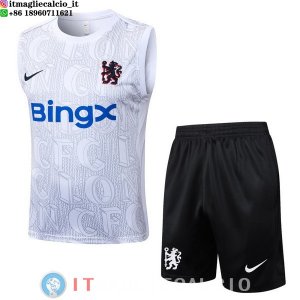 Senza Maniche Set Completo Maglia Chelsea 2025/2026 Bianco Blu Nero