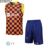 Senza Maniche Set Completo Maglia Barcellona 2023/2024 Arancione Blu