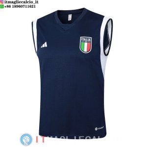 Senza Maniche Maglia Italia 2024 Blu Navy