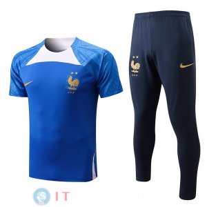 Formazione Set Completo Maglia Francia 2022 Blu Bianco