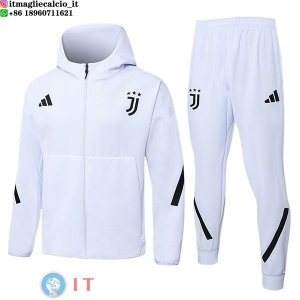 Giacca con Cappuccio e Zip Completa e Pantaloni Juventus 2025/2026 Bianco Nero