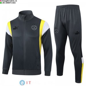 Giacca Set Completo Lunga Zip Borussia Dortmund 23-24 Grigio Giallo