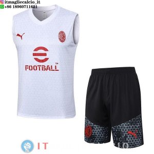 Senza Maniche Set Completo Maglia AC Milan 2023/2024 Bianco Rosso Nero