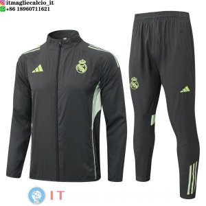 Giacca Full Zip e Pantaloni Allenamento Real Madrid 25-26 Verde Navy