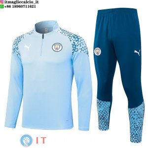 Felpa Da Allenamento Set Completo Manchester city 23-24 Blu Luce