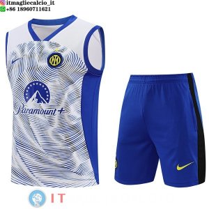 Senza Maniche Set Completo Maglia Inter Milan 2023/2024 Bianco Blu