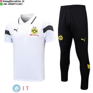 POLO Maglia Set Completo Borussia Dortmund 2023/2024 Bianco Nero