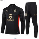 Felpa Da Allenamento Set Completo AC Milan 24-25 Nero Rosso