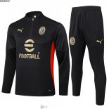 Felpa Da Allenamento Set Completo AC Milan 24-25 Nero Rosso