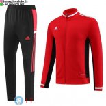 Giacca Set Completo Lunga Zip Adidas 2023 Rosso Nero