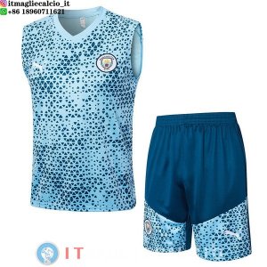 Senza Maniche Set Completo Maglia Manchester city 2023/2024 Blu