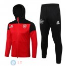 Giacca Felpa Cappuccio Set Completo Arsenal 2021/2022 Rosso Nero