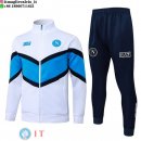 Giacca Full Zip e Pantaloni Allenamento Bambino Napoli 2025/2026 Bianco Blu
