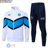 Giacca Full Zip e Pantaloni Allenamento Bambino Napoli 2025/2026 Bianco Blu