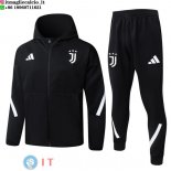 Giacca con Cappuccio e Zip Completa e Pantaloni Juventus 2025/2026 Nero Bianco