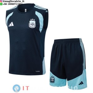 Senza Maniche Set Completo Maglia Argentina 2026 Blu Navy