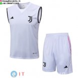 Senza Maniche Set Completo Maglia Juventus 2023/2024 Bianco Nero