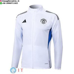 Giacca Lunga Zip Manchester United 25-26 Bianco Blu