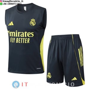 Senza Maniche Set Completo Maglia Real Madrid 2025/2026 Grigio Giallolu