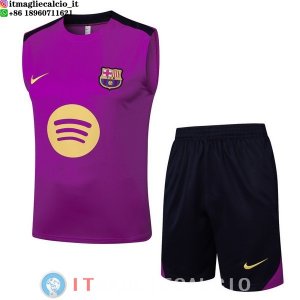Senza Maniche Set Completo Maglia Barcellona 2025/2026 Purpureo Giallo