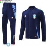 Giacca Set Completo Lunga Zip Italia 2024 Blu Navy