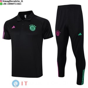 POLO Maglia Set Completo Bayern Monaco 2023/2024 Nero