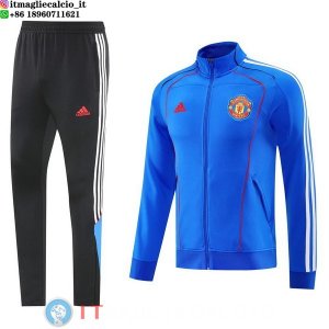 Giacca Lunga Zip Set Completo Manchester United 25-26 Nero Blu